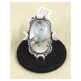 Dendrite Opal German Silver Ring, Size 8