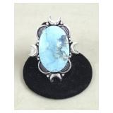Turquoise German Silver Ring, Size 9
