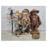 Lot of 2 Scarecrow Decorations, Halloween Decor