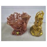 Lot of 2 Vtg Spaghetti Resin Vases