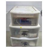 Plastic Organizing Bins w/ Misc Items, Hardware