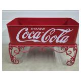 Coca-Cola Red Metal Planter w/ Stand