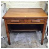 Antique Oak Double Drawer Desk