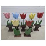 Lot of Handmade Wood Flower Decor
