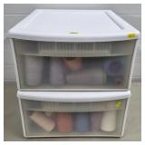 2 Organizing Bins w/ Assorted Sewing Threads