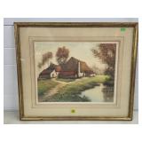 L. Bouvray 1936 Cottage Etching