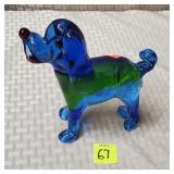 5 1/4" H Blue Art Glass Dog Figurines