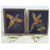 Pair of MCM Wall String Art of Parrot & Pheasant