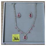 Vintage Pink & Clear Teardrop Rhinestone Jewelry -