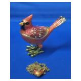 Cardinal Enameled Cloisonne Style Figurine w/