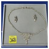 Vintage Silvertone Rhinestone Choker Necklace