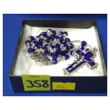 Cobalt Blue Rosary Necklace