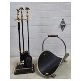 Vintage Fireplace Tools & Logging Bucket Lot