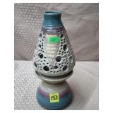 Vintage Holloman Pottery Stoneware Oil Lamp &