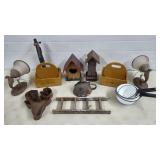 Birdhouses, Rustic Metal & Wood Decor, Light
