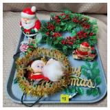Lot of Vintage Mid Century Xmas Decorations, Santa