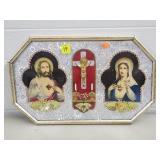 Vintage Dual Sacred Heart Wall Shrine in Bubble -