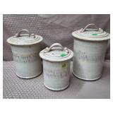 Lot of 3 Handmade Glazed Stoneware Canisters