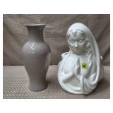 Royal Haeger Blessed Mother Planter & Brown Vase