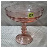 Pink Depression Glass Footed Compote Bowl