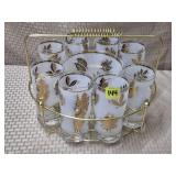 MCM Libbey Golden Foliage Frosted Highball Glass -