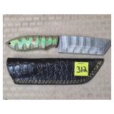 Damascus Steel Knife w/ Leather Sheath