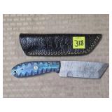 Damascus Steel Knife w/ Leather Sheath