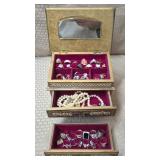 Musical Jewelry Box w/ Costume Rings & Necklaces
