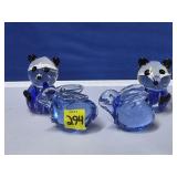 Pair of Art Glass Pandas & Bunnies