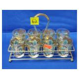 Vtg Culver Carnival Turquoise & 22k Shotglasses
