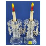 Pair of Electrica Candle Lamps w/ Icicle Prisms