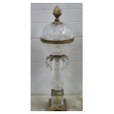Cut Crystal Dome & Brass Table Lamp w/ Prism