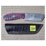 Damascus Steel Knife w/ Leather Sheath