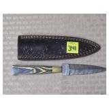 Damascus Steel Dagger w/ Leather Sheath
