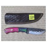 Damascus Dragonscale Knife w/ Leather Sheath