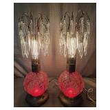 Pair of Art Deco Crystal Waterfall Table Lamps