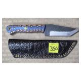 Damascus Steel Knife w/ Leather Sheath