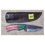 Damascus Dragonscale Knife w/ Leather Sheath