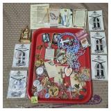 Tray Lot of Religious Pendants, Rosaries, Crosses