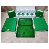 1982 Avon Emerald Accent Press Glass Serving Trays