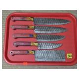 Lot of (5) Damascus Steel Kitchen Knives