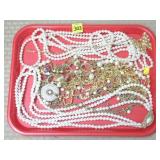 Tray of Vintage Costume Necklace Jewelry
