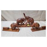 Lot of 2 Wood Carved Logging Elephants &