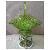 Vtg Indiana Glass Basket Marriage Marble Base