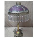 Vintage Chipped Ice Floral Brass Table Lamp