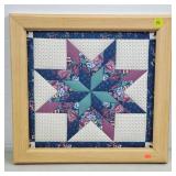 Handmade 8 Star Quilt Panel in Oak Frame
