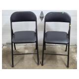 Lot of 2 Black Vinyl Cushioned Folding Chairs