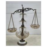 Hollywood Regency Gold Tone Crystal Balance Scale