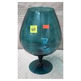 Vtg Empoli Italian Hand Blown Teal Optic Ribbed-