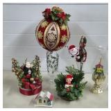 Lot of Vintage Xmas Decorations & Light Fixtures
